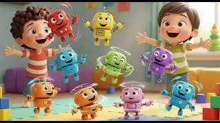 Eight Little Toy Robots Spin Spin Spin | Nursery Rhymes for Kids & Baby Songs