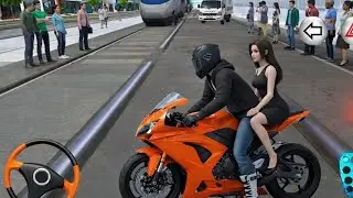 Orange Super Racing Bike On Railway Track Ride 💥 3D Driving Class Simulator#UniversalGamingx#