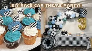 Toddler Race Car Themed Party! Party Prep with me... DIY Balloon Garland, Food Ideas and more!