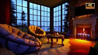 An Evening of Firelight & Rain 🔥 | 1 Hour of Warm Interior Ambience (no music)
