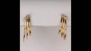 ESTATE - 14K Yellow Gold Hinged Back Diamond Accented Earrings .10cts
