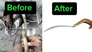 A man old sickle making the fresh sickle//a man make the iron plate giting the sickle
