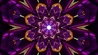Purple Neon Kaleidoscope Tunnel Background | Glowing Abstract Motion Loop #light #stage #vj