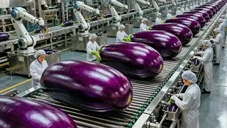 Inside The BIGGEST eggplant Farm & Factory - From Seed to Harvest (Full Process)