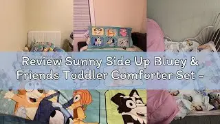 Review Sunny Side Up Bluey & Friends Toddler Comforter Set - 4 Piece Preschool Bedding Includes Comf