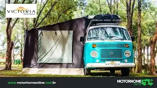 Kombi Home - Modelo Kombinet II com box fechado e toldo fabricado pela Victoria Motorhomes