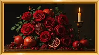 Roses & Pomegranates by Candlelight 🌹🍎🕯️ | Dutch Still Life | Framed TV Gallery