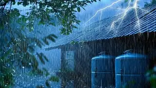 Falling asleep with Heavy Rain and thunder on an old tin roof | 10 hours of Calm and Relaxation