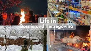 Winter in Bosnia and Herzegovina | covered in snow, grocery, Serbian Orthodox Christmas