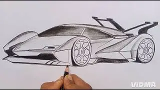 Lamborghini Vision V12 GT Drawing Step by Step | Easy Supercar Sketch Tutorial