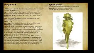 Nymph Playable Race DnD Homebrew Showcase