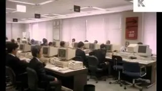 Late 1990s Japan, Office, Men Work on Computers, Archive Footage