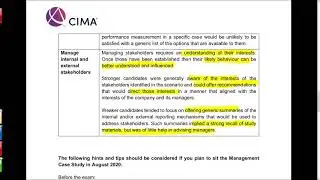 CIMA MCS May 2020 Interim Report - VITAL Viewing for August MCS Students!