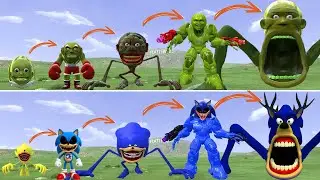 HELLO: ALL THE NEW EVOLUTIONS OF THE LINGANG MELON MONSTER VS THE SONIC EXE MONSTER IN GMOD!