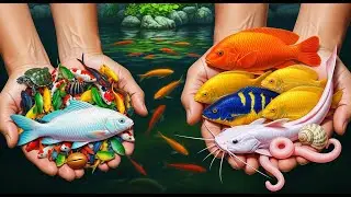 Small Pond, Massive Catch! Turtles, Eel, Koi, Puffer Fish,baby turtles, pencil fish, eel, koi,