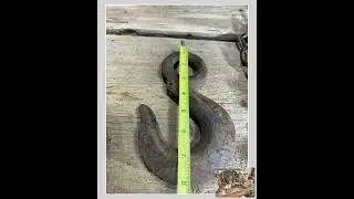 vintage chain hook. iron hook , log chain, large hook