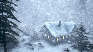 Dark Winter SNOW STORM Ambience 🌨 Relentless Snowstorm Sounds for Sleep