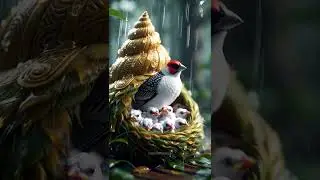 Mother bird Sheltering Her Chicks from the Rain #birds #rain #shorts #ai #nature