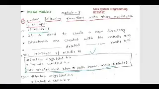 BCS515C UNIX System Programming | Module 3 Imp Q&A | VTU 5th sem #bcs515c #vtu #engineeringstudents