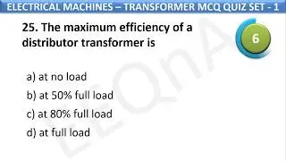 Electrical Machines - Transformer MCQ Quiz set - 1