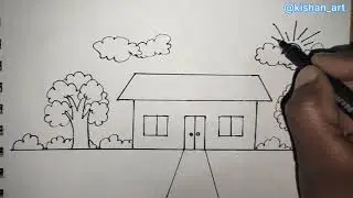 how to draw a house easy step by step / house drawing very easy/ easy house drawing / घर का चित्र