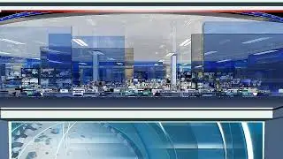 3D News Studio Background With Desk | green screen|2011