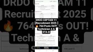 DRDO CEPTAM 11 Recruitment 2025 🔥 764 Posts OUT! Technician A & STA-B