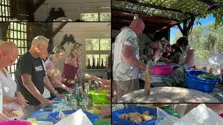 Greek cooking in fun on Crete Greece - Chef Helen from Zorbas Island kokkini Hani 