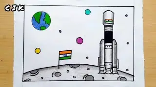 Chandrayaan 3 | Rocket launch Drawing Step by Step | Chandra Dinam Poster Drawing | National MoonDay