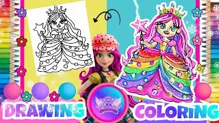 Как нарисовать и раскрасить сверкающую радужную конфетную принцессу! 🍭👑