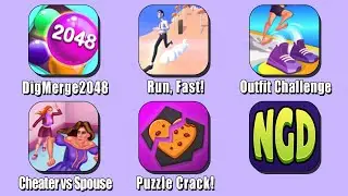 DigMerge2048, Run, Fast!, Outfit Challenge, Cheater vs Spouse, Puzzle Crack! | New Games Daily