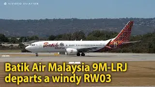 Batik Air Malaysia (9M-LRJ) departs a windy RW03 at Perth Airport.