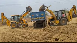 JCB Backhoe Loader And Tata J D Matchin Loding Work/Mud Loding In3Tata Truck 12 weel Leyland Loding
