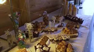 Wedding catering, sweet festive buffet. Candy buffet, delicious sweet desserts. Delicious beautiful