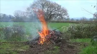 burning willow cuttings on a bonfire.Part 2
