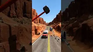 Cars Crushed by Giant Hammer &ndash; Cargo Van Included | BeamNG Drive