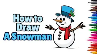 How to Draw a Cute Snowman Easy Step by Step for Kids | Draw Tickle