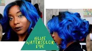 Watercolor hair dye on my custom blue wig