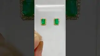 天然エメラルド0.720ct 0.693ct　天然ダイヤモンド0.14ctX2　18金製ピアス #emerald #gemstone #pierce