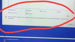 We couldn't create a new partition or locate an existing one for more information, see the Setup2024