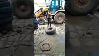 Jcb tyre repair short video #bulldozer baba zindabad #