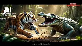 Hybrid Ideas: Tiger Vs Crocodile. Mind Blowing Creatures, Incredible Animals Fusion. Hybrid Animals