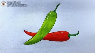 Green and Red Chili Drawing 🌶️Morich Drawing 🌶️ Easy Marker Color Art Tutorial