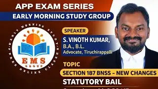 APP EXAM /S. VINOTH KUMAR,Advocate, Tiruchirappalli/ 187 BNSS &ndash; NEW STATUTORY BAIL CrPC 167