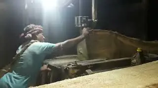 Dangerous Tree Cutting Work at Night Shift | Tough Tree Cutting at Night | Village Sawmill BD