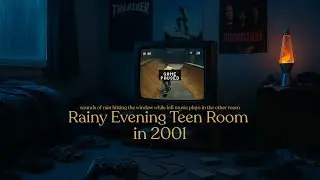 Rainy 2000s Bedroom Ambience - Rain Sounds with Lofi playing in the Other Room - Cozy Nostalgia