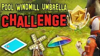 HOW to Complete the POOL, WINDMILL and Umbrella Challenge (Fortnite Battle Royale)