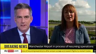 Sky News live. Manchester Airport power outage. 23.6.24