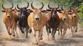 Aktivitas Mengiring Kawanan Lembu Sapi Moo Pulang Menuju Kandang, Suara Sapi Memanggil