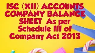 Company Balance sheet as per Schedule III, Part I, companies act 2013